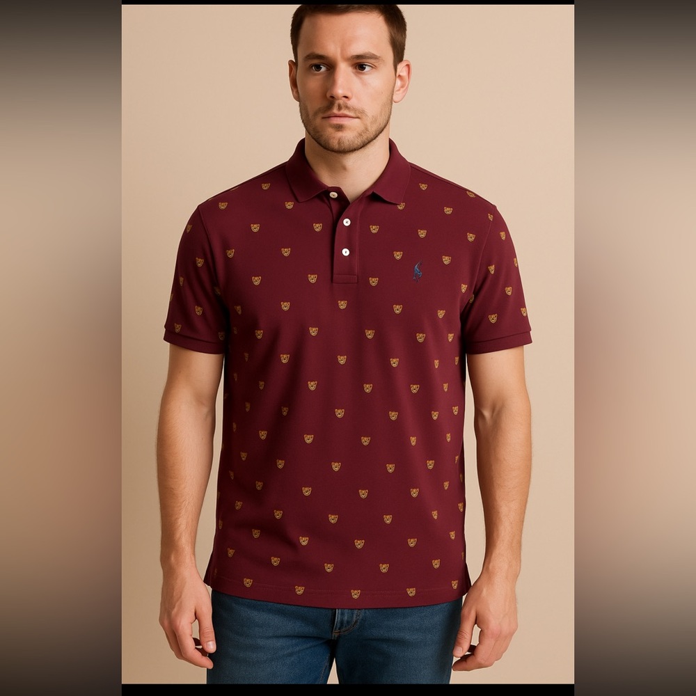 Polo by Ralph Lauren Slim Fit Polo Men Large Maroon Crest Logo Preppy Old Money